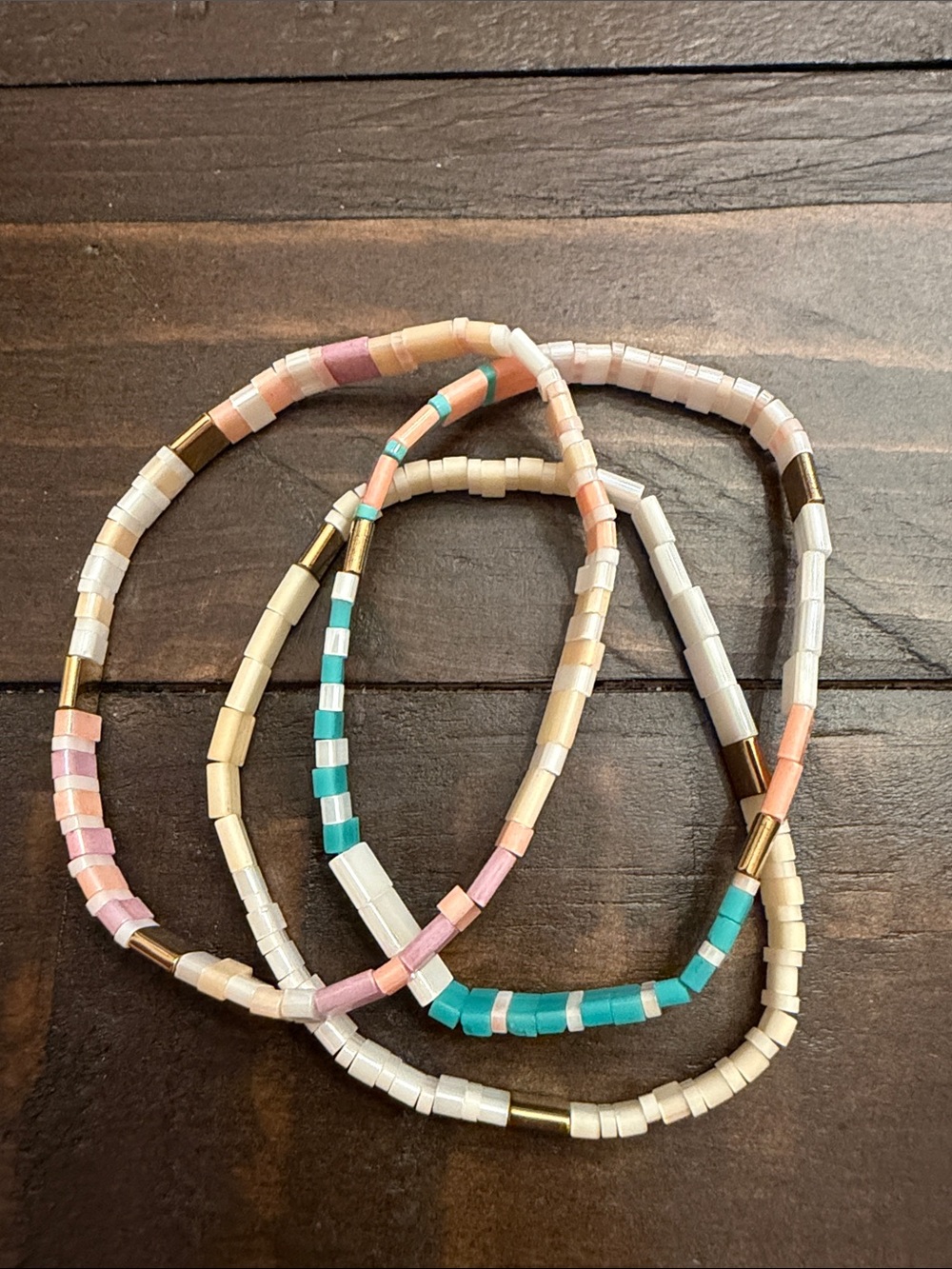 Beaded Pastel Multicolor Stretch Bracelet Set - Women Jewelry